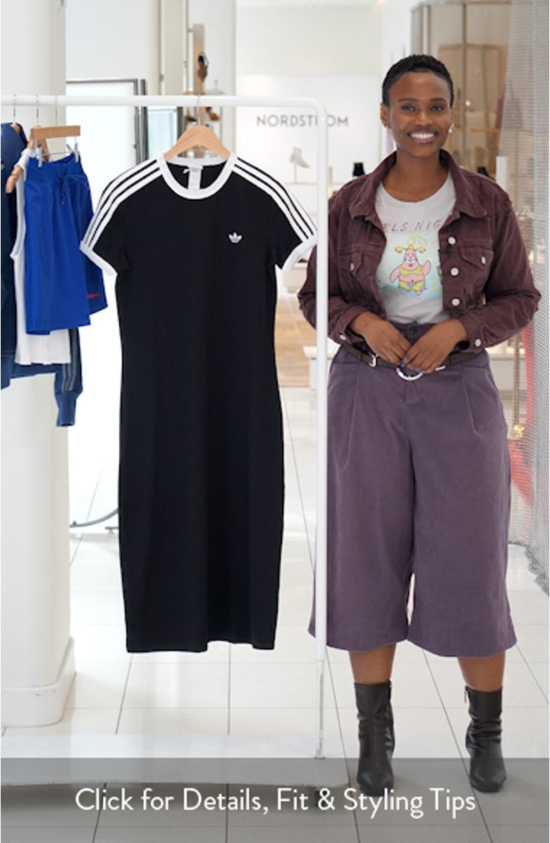 3-Stripes Stretch Cotton Midi Dress, sales video thumbnail