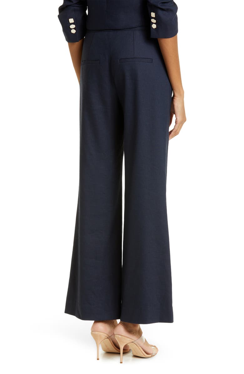 Veronica Beard Kuna Linen Blend Flare Pants, Alternate, color, Navy