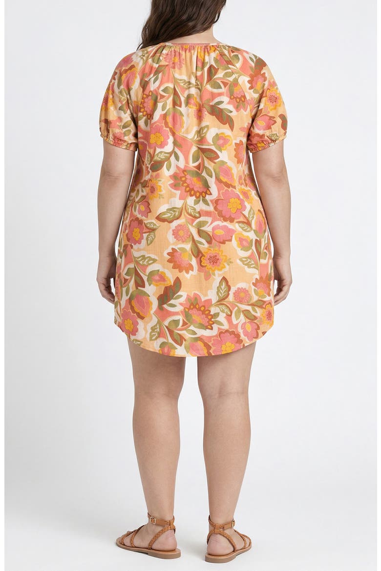 Floral Print Tie Waist Dress, Alternate, color, TAN FLORAL MULTI