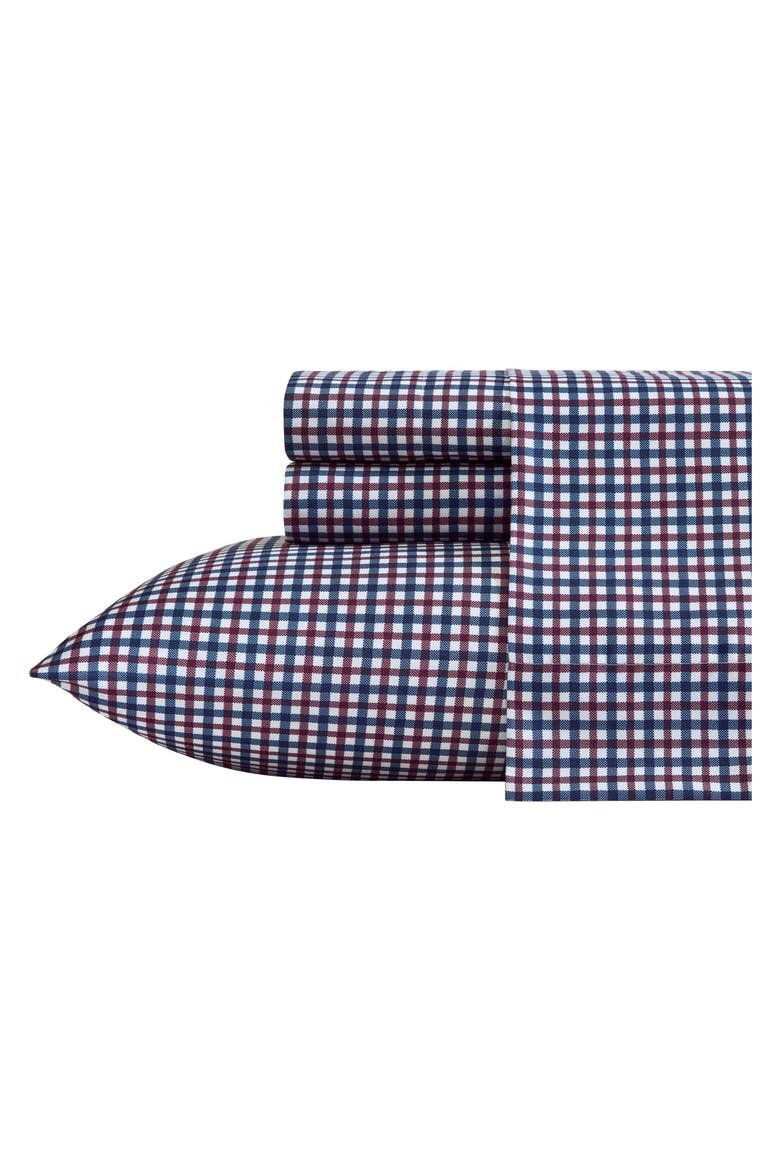 Heritage Plaid Microfiber Sheet Set, Main, color, DARK BLUE PLAID