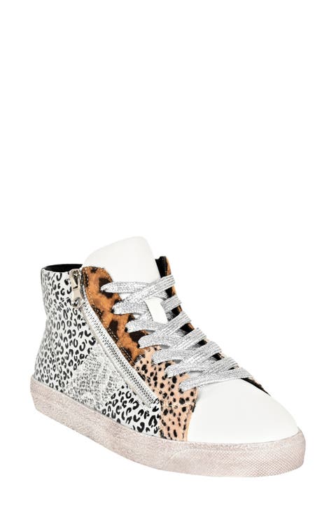 Mia High Top Sneaker with Faux Calf Hair Trim (Women)