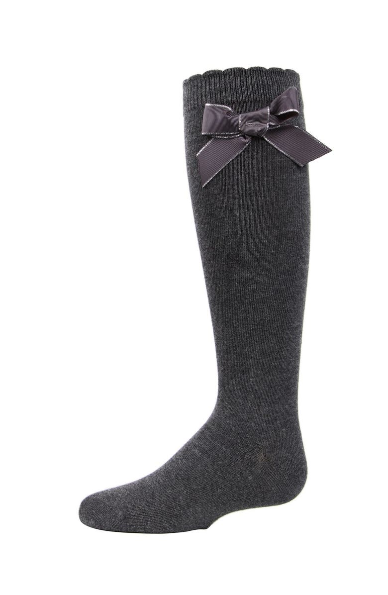 MeMoi Sweet Bow Knee High Socks, Main, color, Charcoal