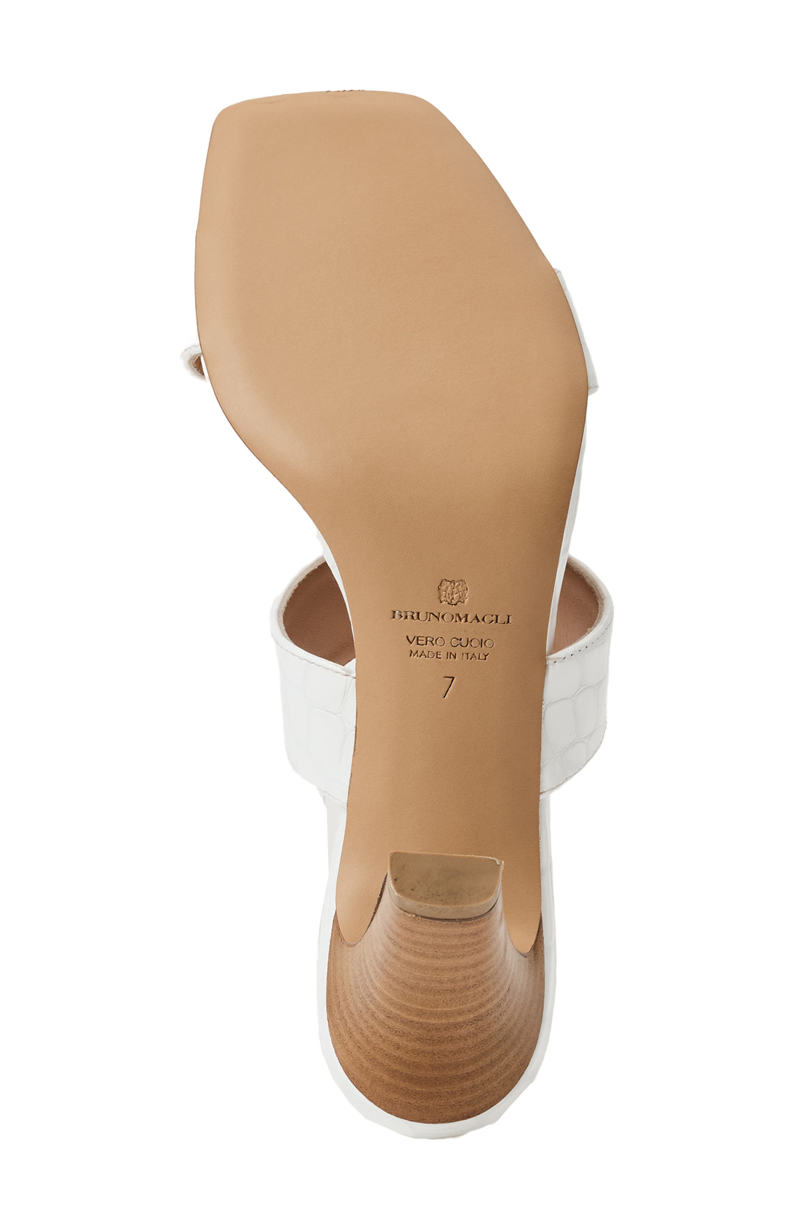 Vezza Embossed Slide Sandal, Alternate, color, BONE PATENT/ CROC