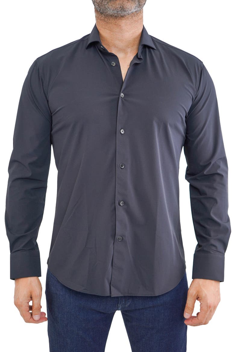 Einstein Stretch Core Button-Up Shirt, Main, color, BLACK