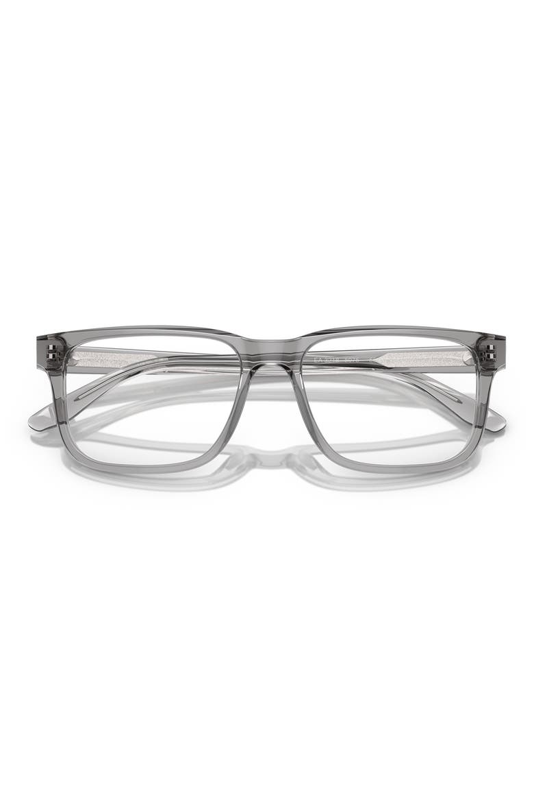 55mm Rectangle Optical Glasses, Alternate, color, SHINY GREY / DEMO LENS