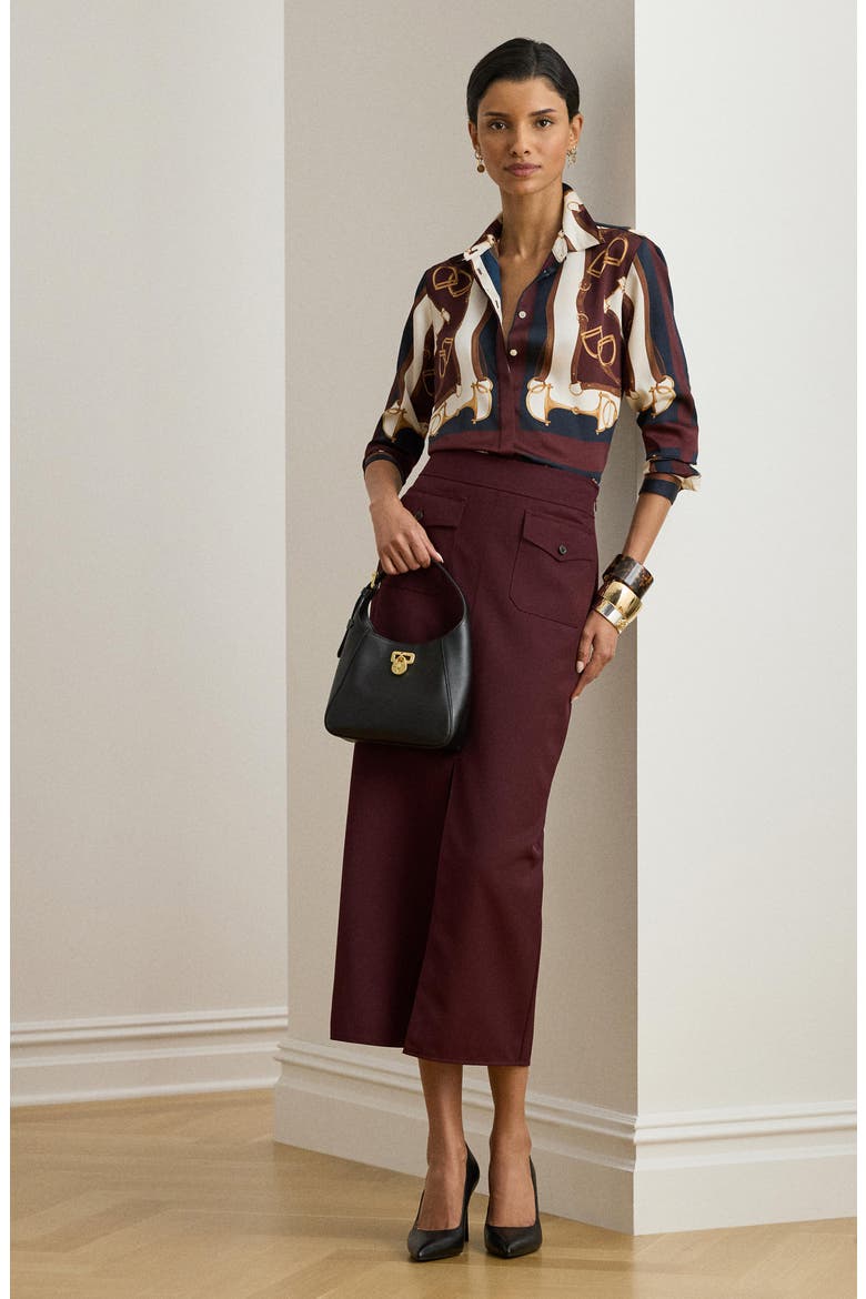Wool Blend Pencil Skirt, Alternate, color, DARK GARNET