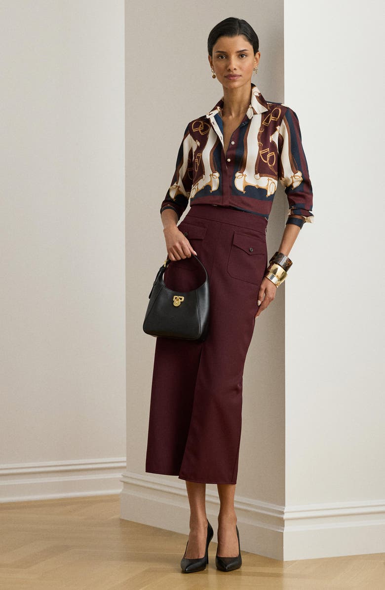 Lauren Ralph Lauren Wool Blend Pencil Skirt, Alternate, color, Dark Garnet
