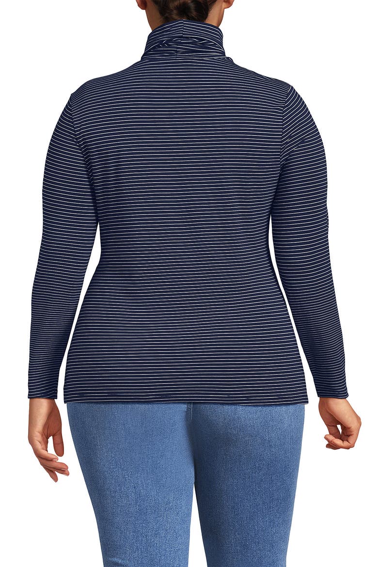 Lightweight Jersey Skimming Long Sleeve Turtleneck, Alternate, color, Deep Sea Navy Thin Stripe