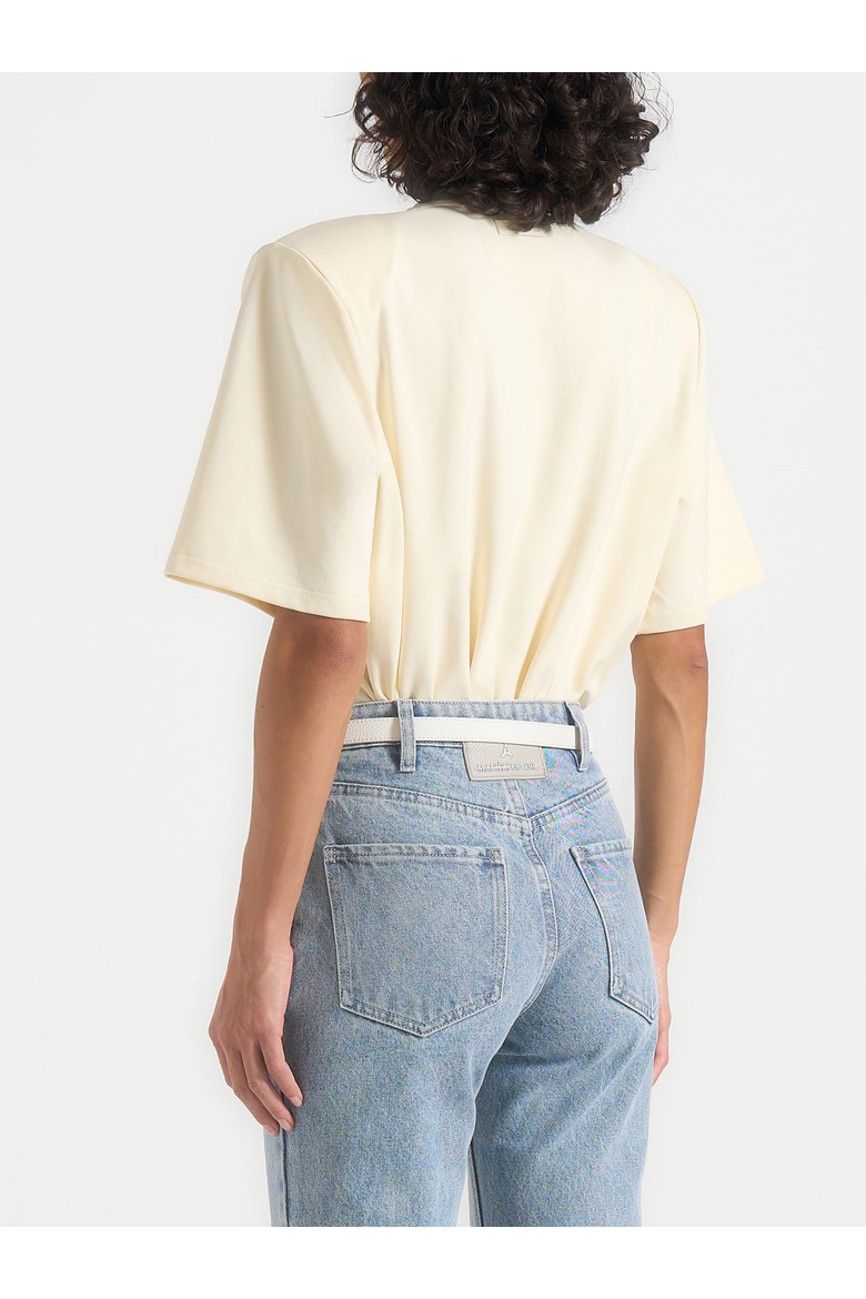 Mia Wide Shoulder Bodysuit T-Shirt, Alternate, color, Pale Yellow
