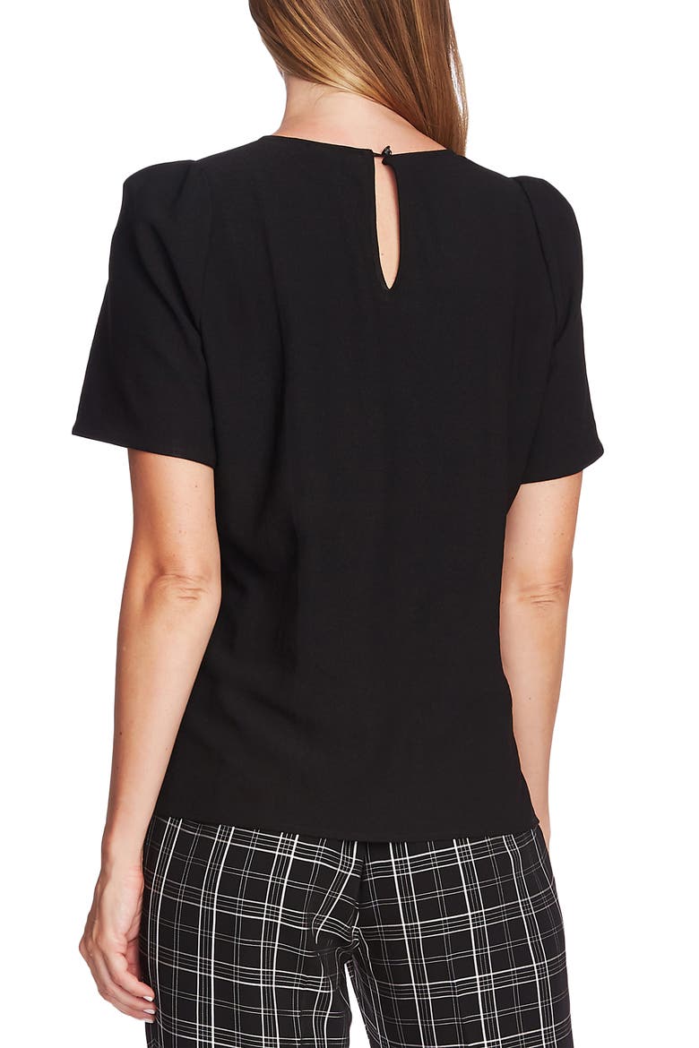 Puff Sleeve Rumple Satin Top, Alternate, color, RICH BLACK