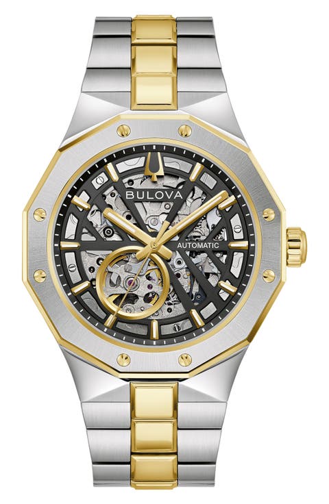 Automatic Skeleton Leather Strap Watch
