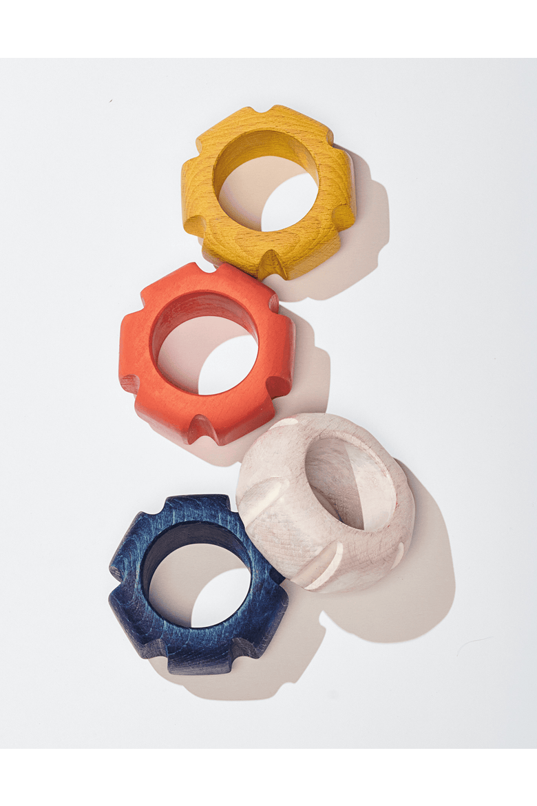 Handpainted Asterisk Napkin Rings Set of 4, Main, color, BOLD ASSORTED