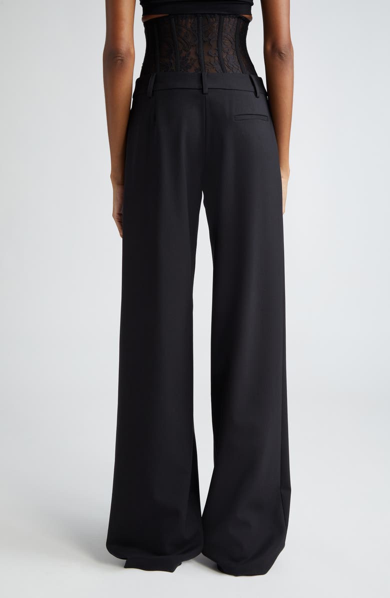 MONSE Floral Lace Stretch Virgin Wool Bustier Wide Leg Trousers, Alternate, color,
