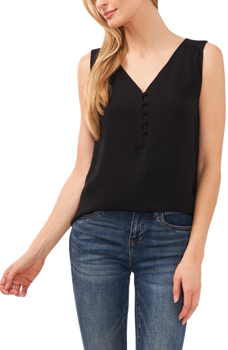 CeCe Half Placket Sleeveless Top, Main, color,