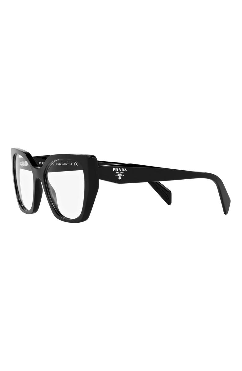 Prada 54mm Square Optical Glasses, Alternate, color, Black