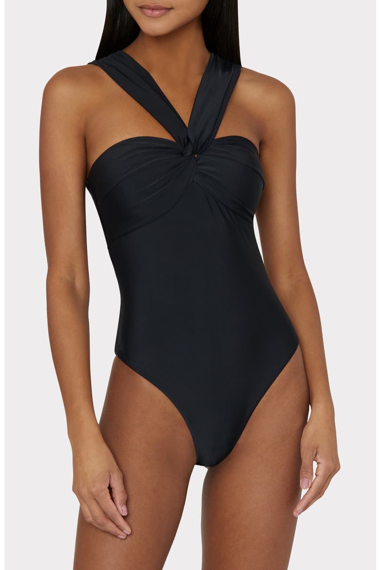 Betsy Draped One-Piece Swimsuit, Main, color, BLACK