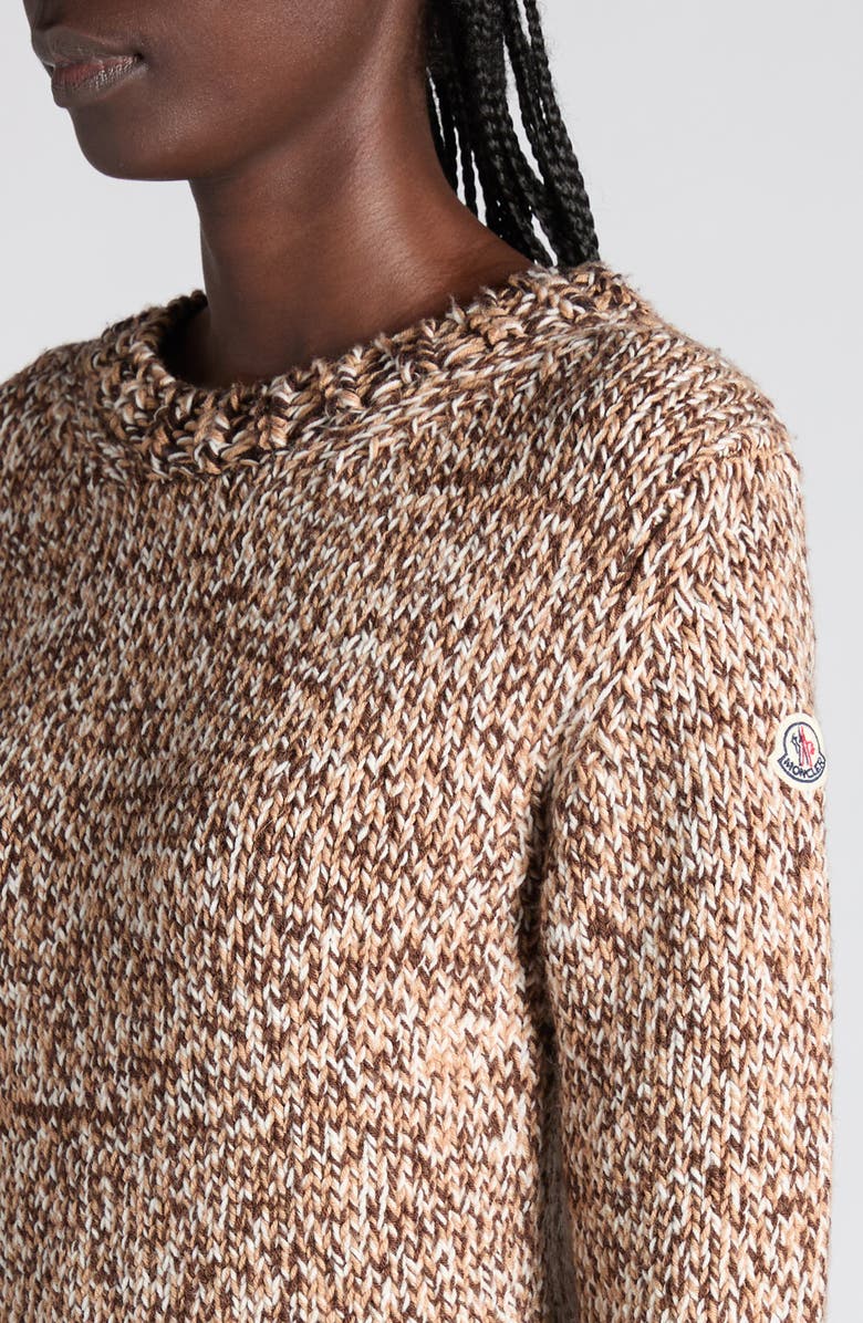 Moncler Virgin Wool Sweater, Alternate, color, Brown/ Beige Multi
