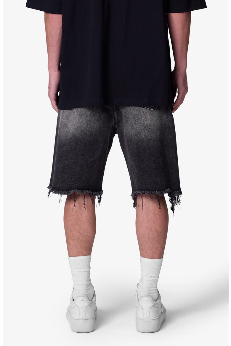 Distressed Spider Denim Shorts, Alternate, color, WASHED BLACK