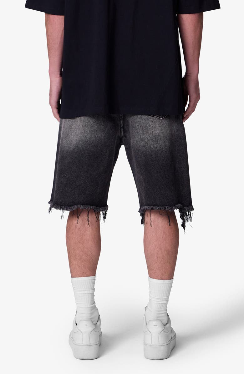 mnml Distressed Spider Denim Shorts, Alternate, color, Washed Black