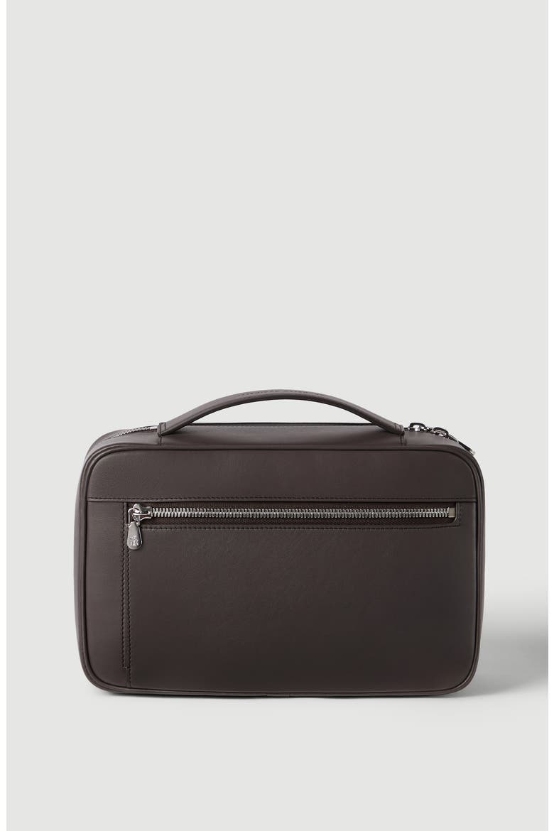 Smooth calfskin travel beauty case, Alternate, color, Brown