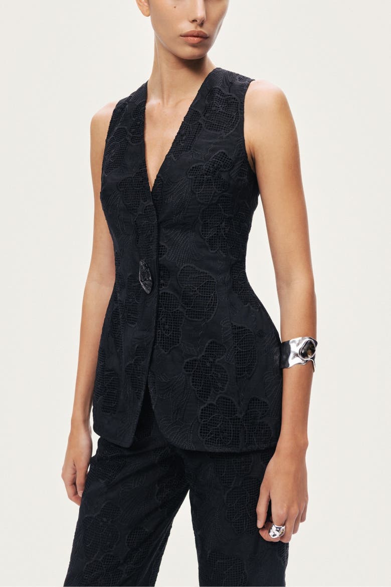 Textured Tailored Vest, Alternate, color, Black