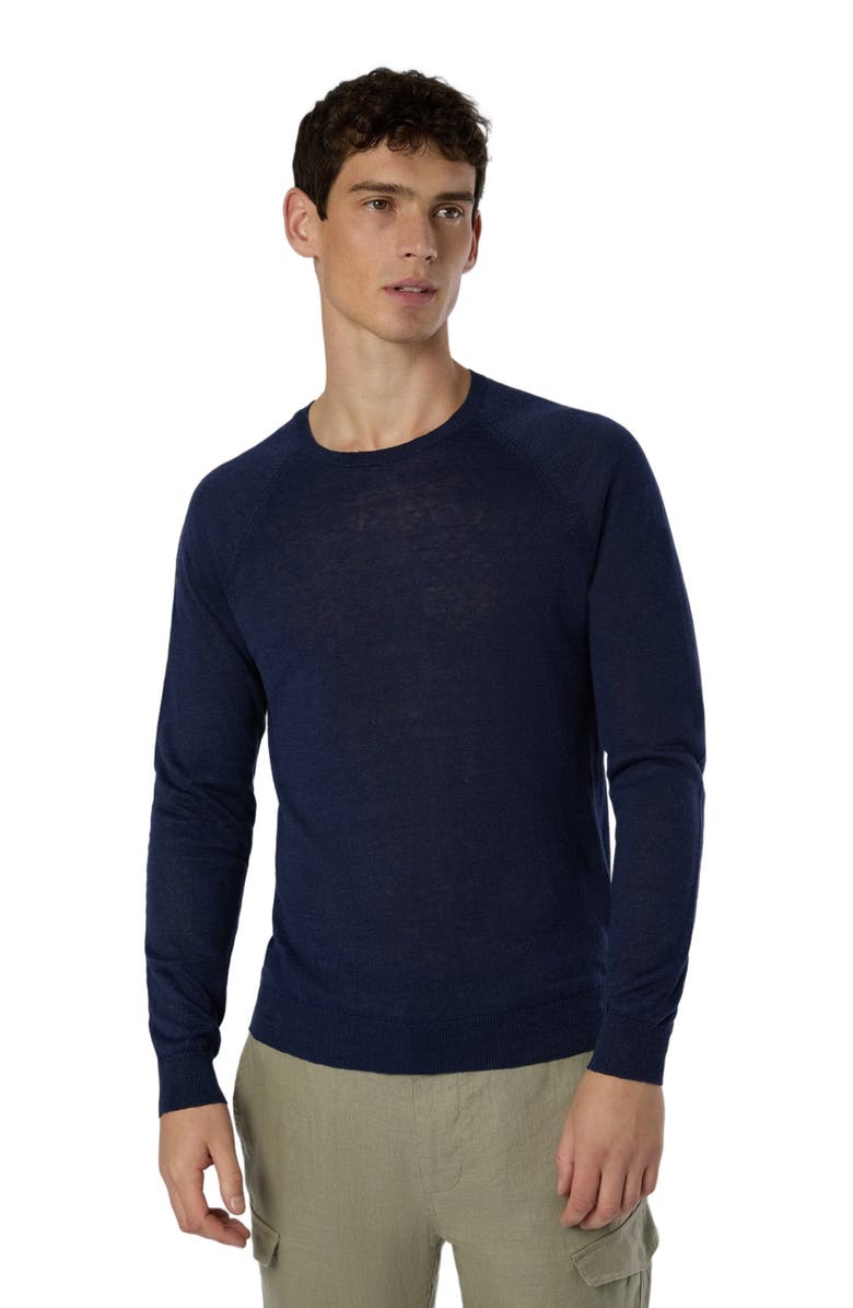 Onia Linen Raglan Sweater, Main, color, Deep Navy