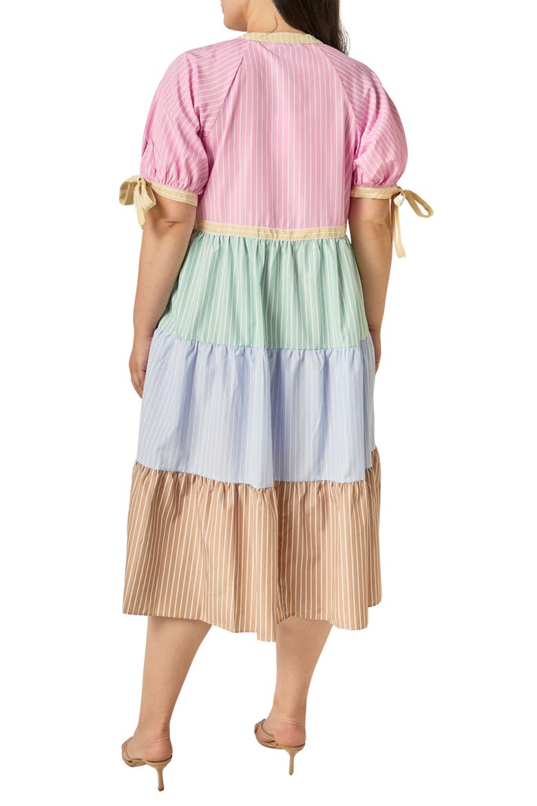 Colorblock Stripe Midi Dress, Alternate, color, MULTI