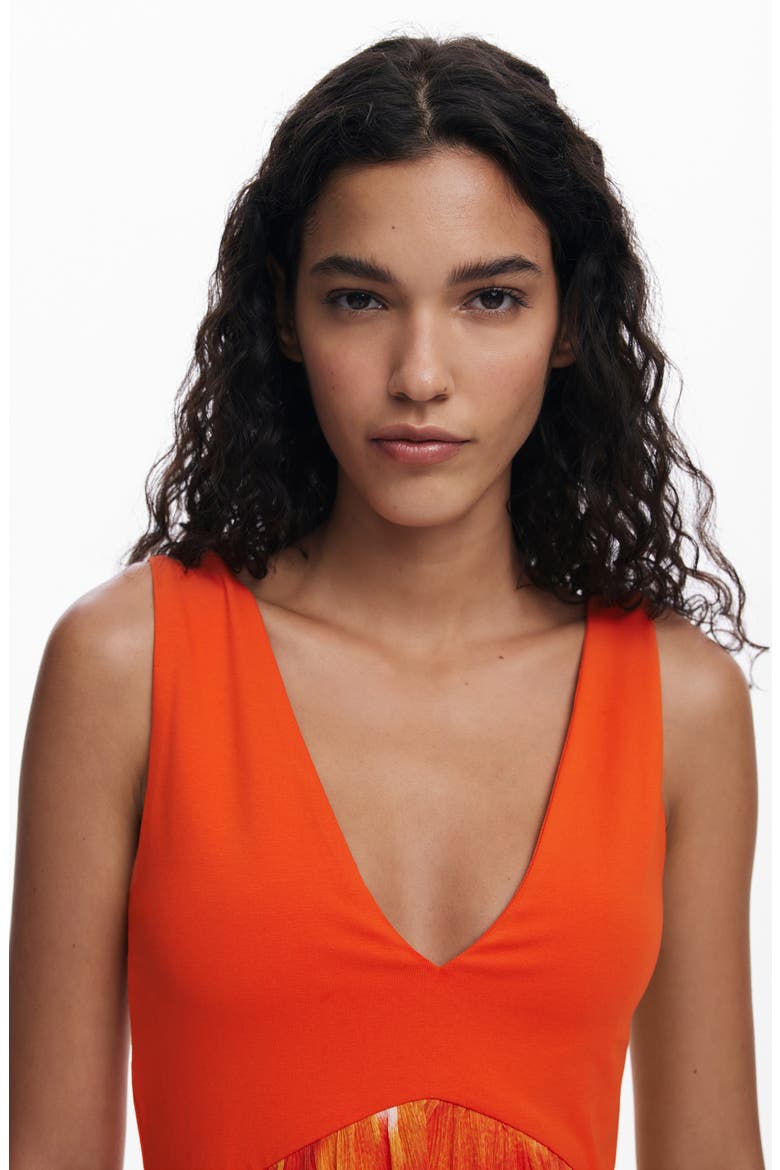 Sleeveless Floral Minidress, Alternate, color, ORANGE