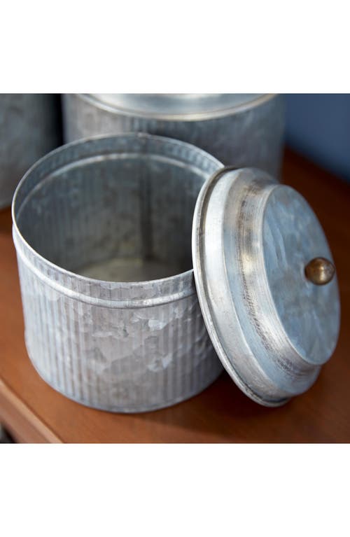Uma Farmhouse Set Of 3 Metal Canisters In Gray