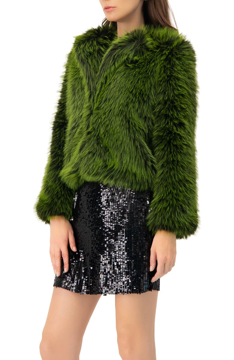 IVONNE Faux Fur Short Coat, Alternate, color, Dark Green