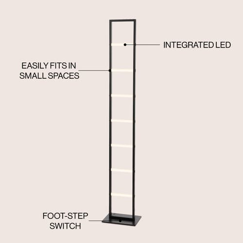 Jonathan Y Ivan 59.3" Minimalist Modern Iron Ladder Dimmable Integrated Led Floor Lamp, Black