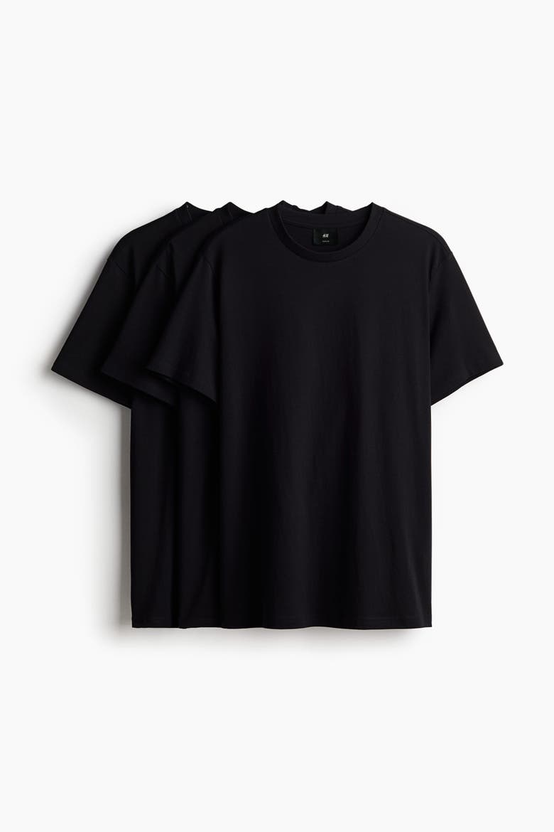 3-Pack Regular Fit T-Shirts, Main, color, Black
