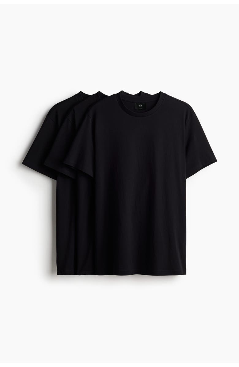 H&M 3-pack Regular Fit T-shirts, Main, color, Black