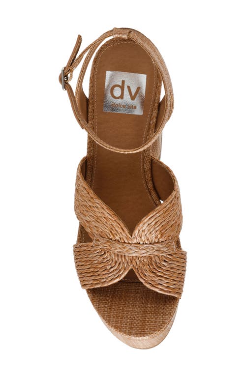 Dolce Vita Dv By  Waylan Raffia Platform Ankle Strap Sandal In Cafe
