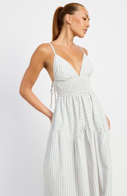 En Saison Haisley Stripe Cotton Blend Dress In Pink Green