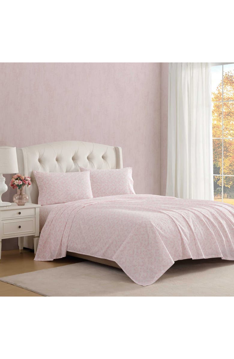 Laura Ashley Antoinette Floral 200 Thread Count Cotton Percale Sheet Set, Alternate, color, Light Pink