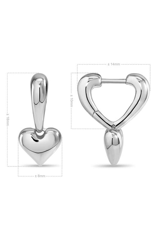Devata Sweet Heart Hoop Earrings In Silver