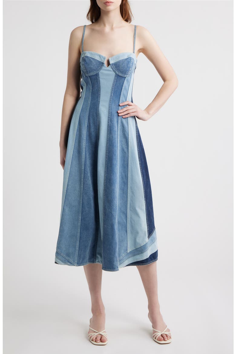 Mackensie Denim Dress, Main, color, PANELED DENIM