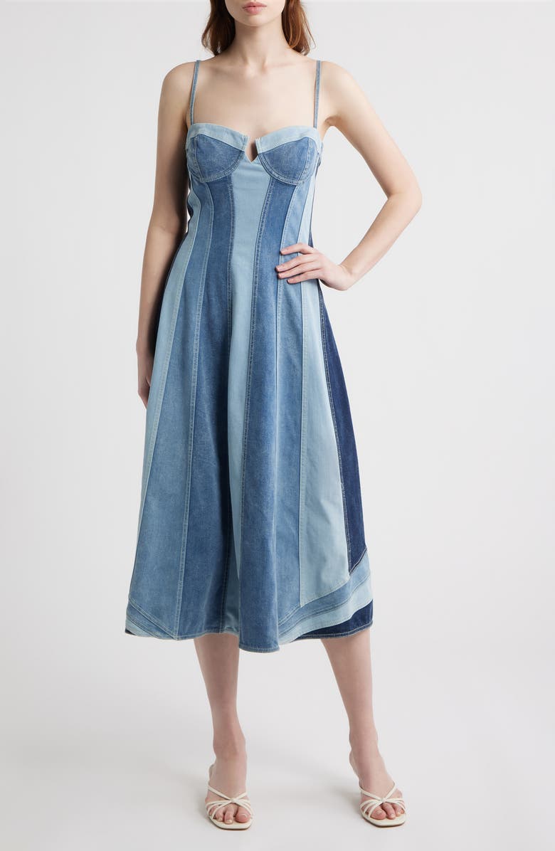 LOVE THE LABEL Mackensie Denim Dress, Main, color, Paneled Denim