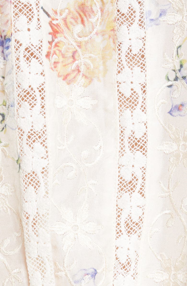 LoveShackFancy Tegan Floral Silk Blouse, Alternate, color, 