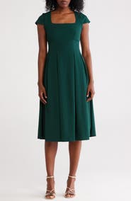 Calvin Klein Short Sleeve Midi Fit & Flare Dress