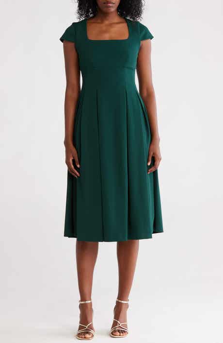 Calvin Klein Short Sleeve Midi Fit & Flare Dress