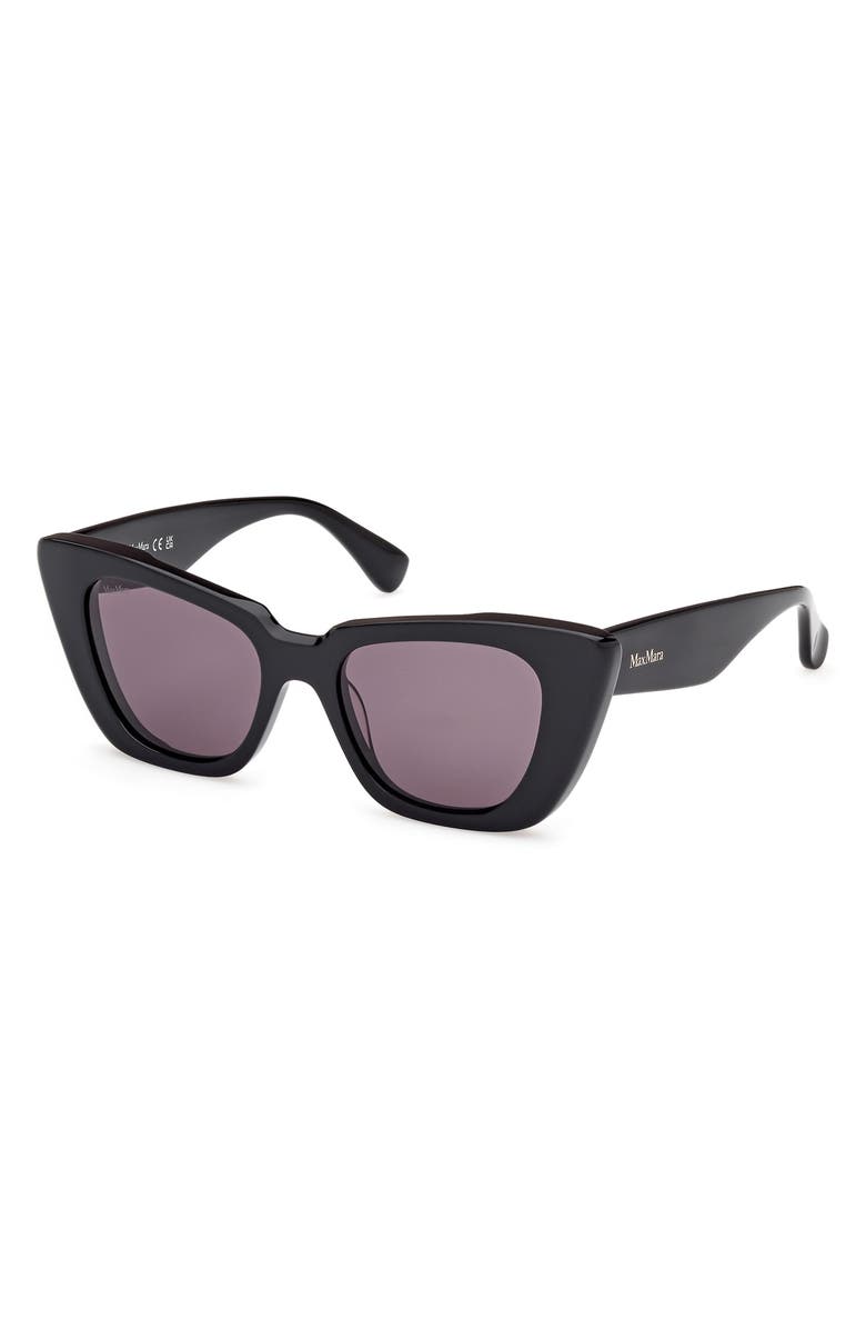 Max Mara Glimpse5 50mm Polarized Butterfly Sunglasses, Alternate, color, Shiny Black / Smoke