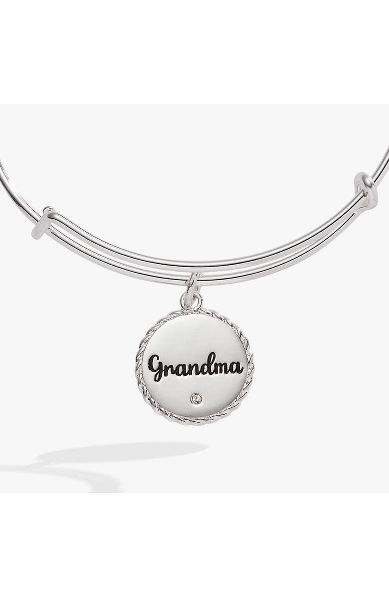 Alex and Ani Grandma Charm Bangle Bracelet, Alternate, color, Silver