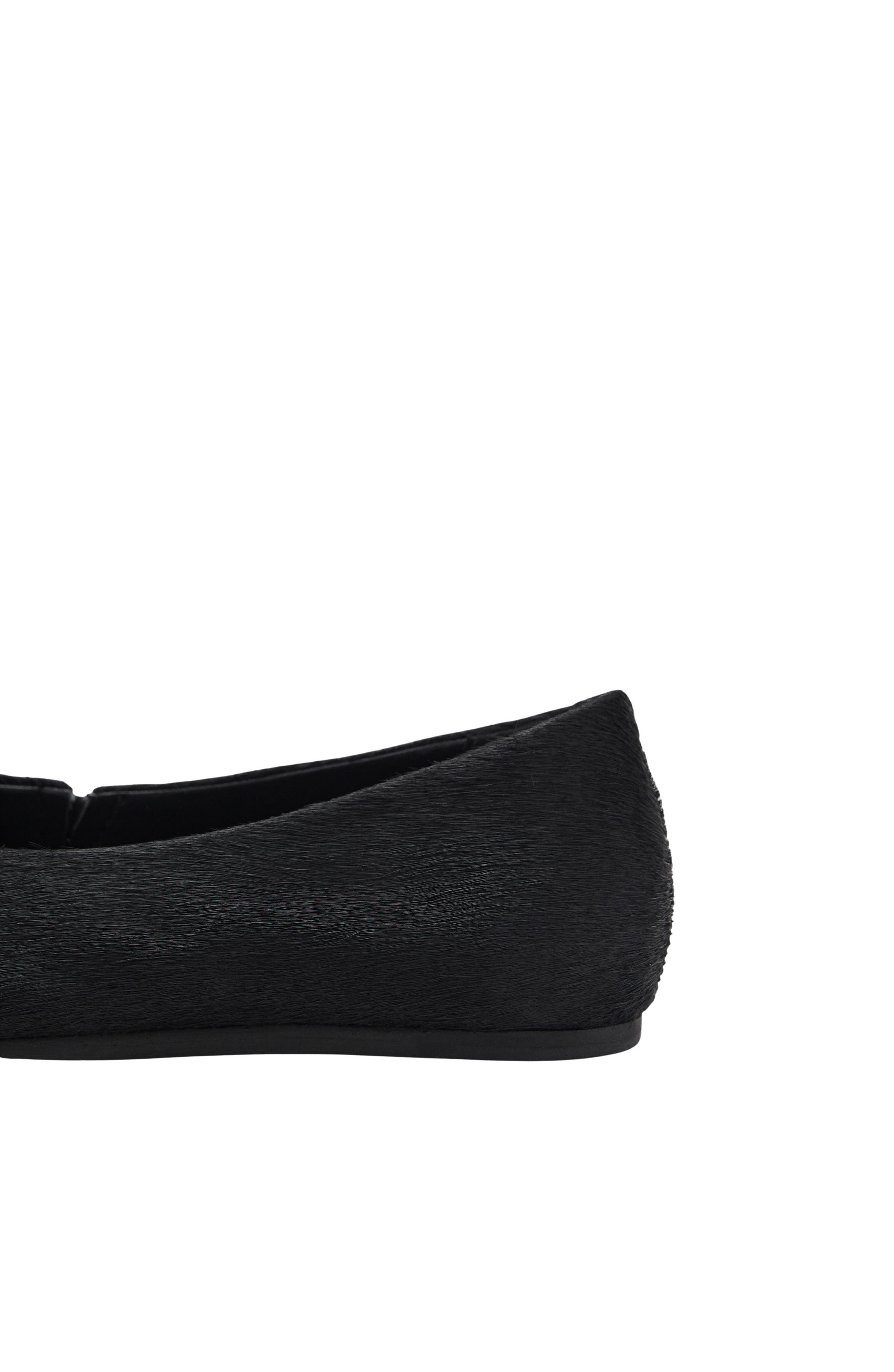 MANGO Genuine Calf Hair Square Toe Flat, Alternate, color, Black