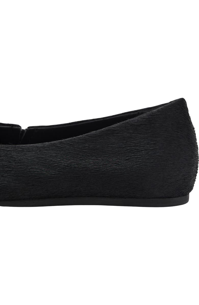 MANGO Genuine Calf Hair Square Toe Flat, Alternate, color, Black
