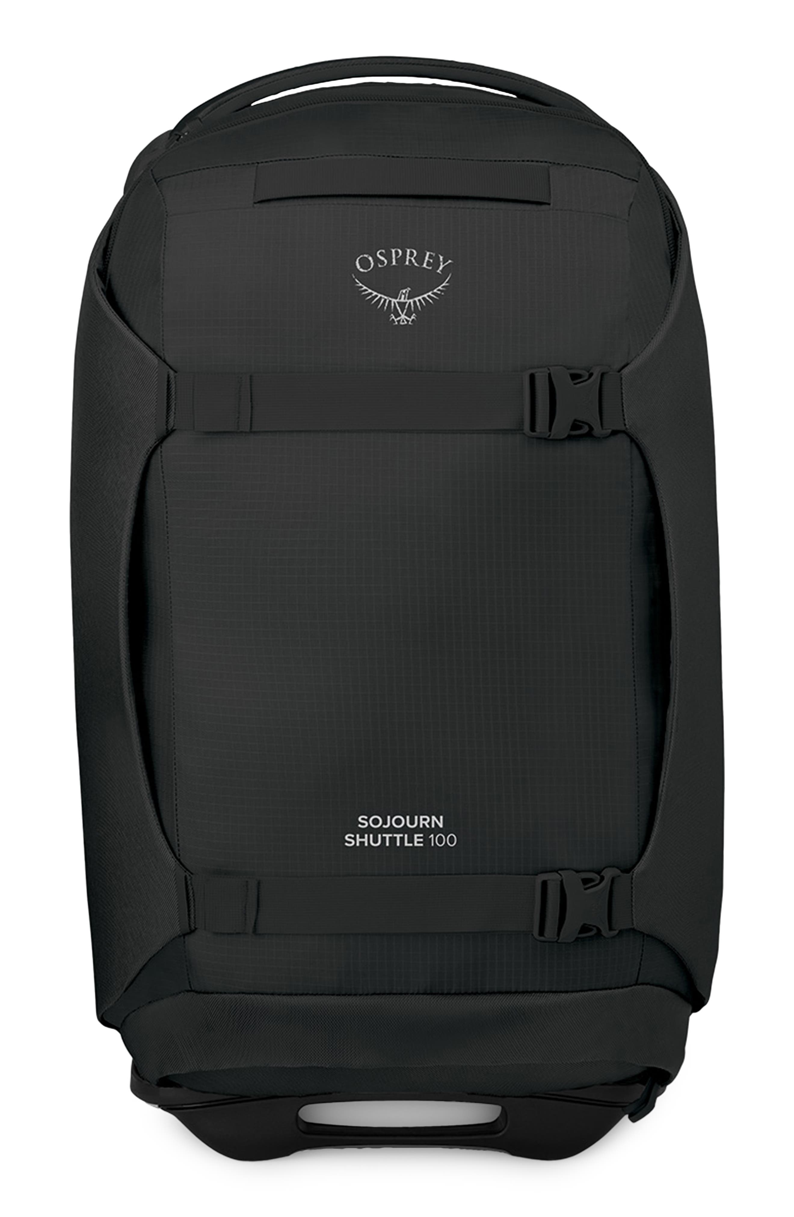 Osprey Sojourn 30-Inch Shuttle Wheeled Recycled Nylon Duffle Bag, Alternate, color, Black