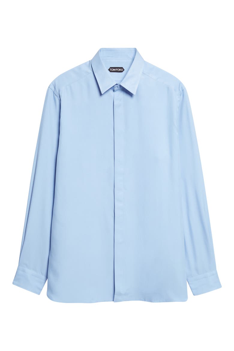 Classic Fit Enzymed Fluid Silk Twill Button-Up Shirt, Alternate, color, LAGOON