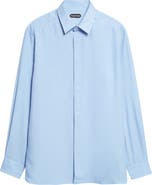 TOM FORD Classic Fit Enzymed Fluid Silk Twill Button-Up Shirt