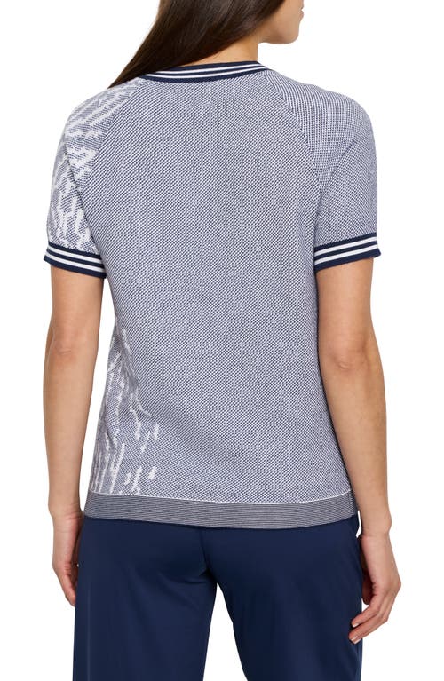 Nz Active By Nic+zoe Demi Jacquard T-shirt Sweater In Blue/cream Multi